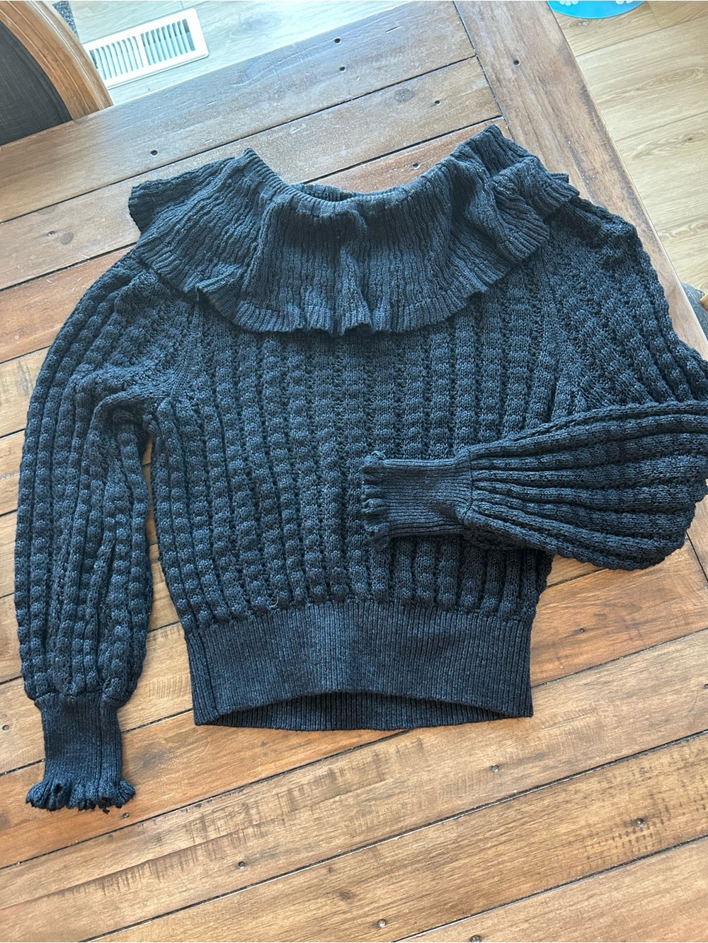 Free People Crazy in Love Off Shoulder Black Long Sleeve Sweater L